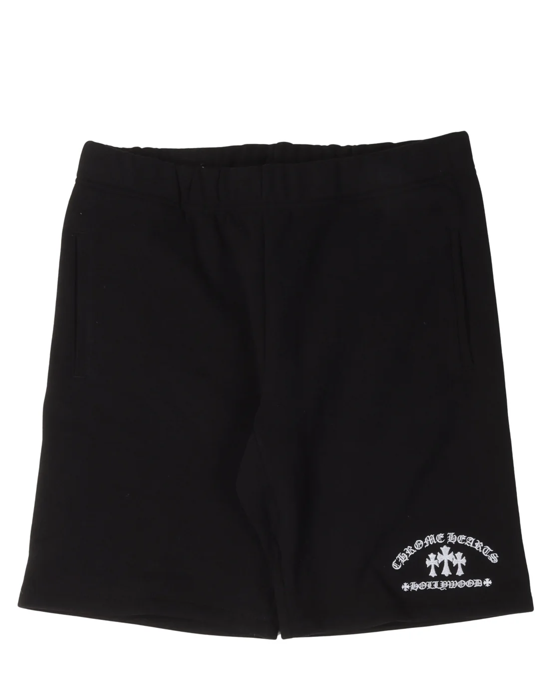 Cemetery Cross Embroidered Sweat Shorts Black