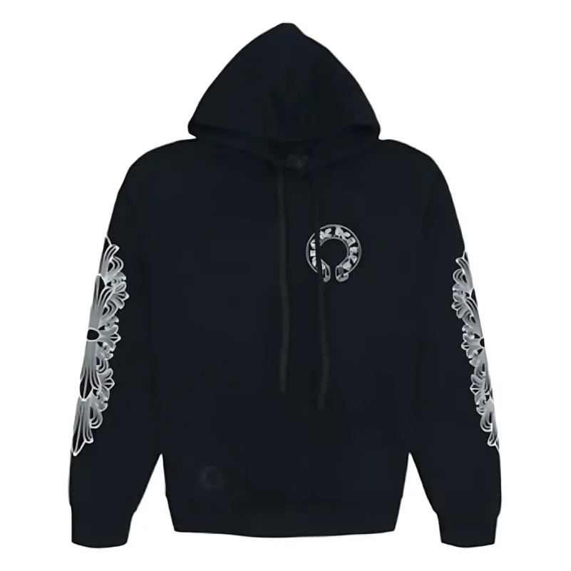 Horseshoe Floral Hoodie Black