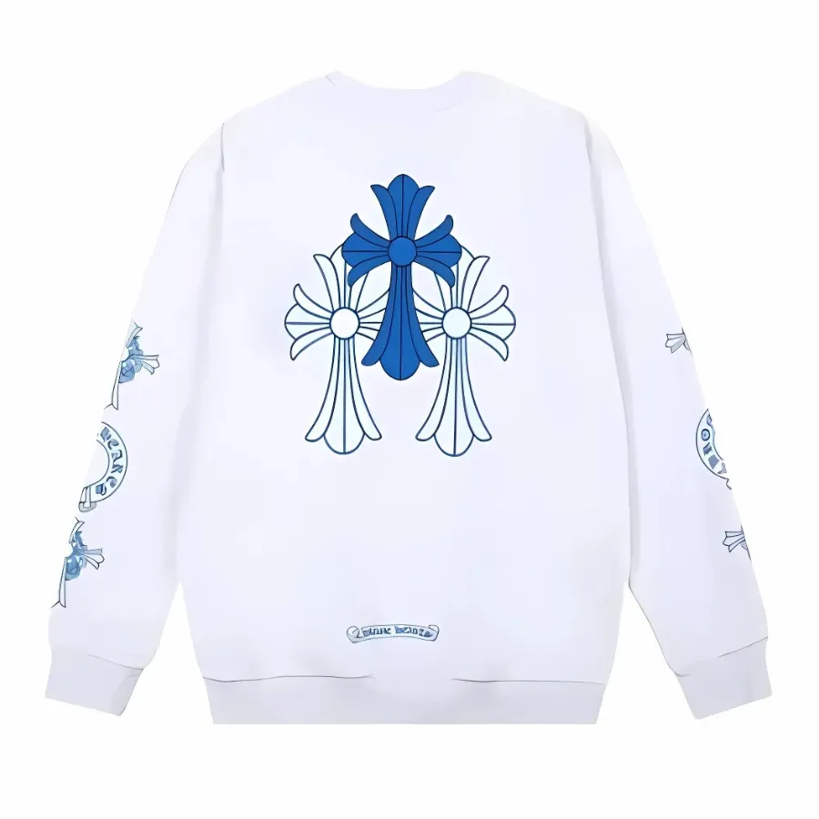 Blue Logo White Sweatshirt