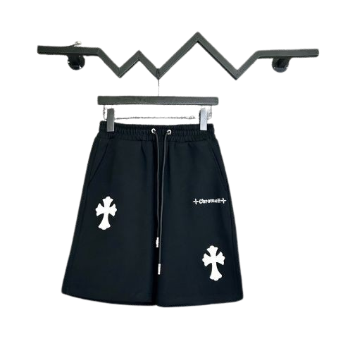 CH Double White Cross Patch Shorts Black