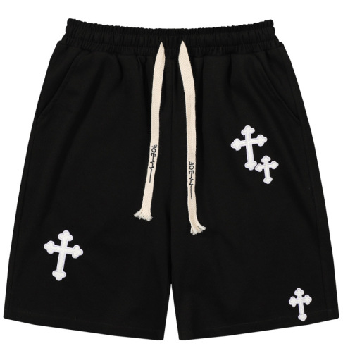 CH vintage cross applique Black Shorts