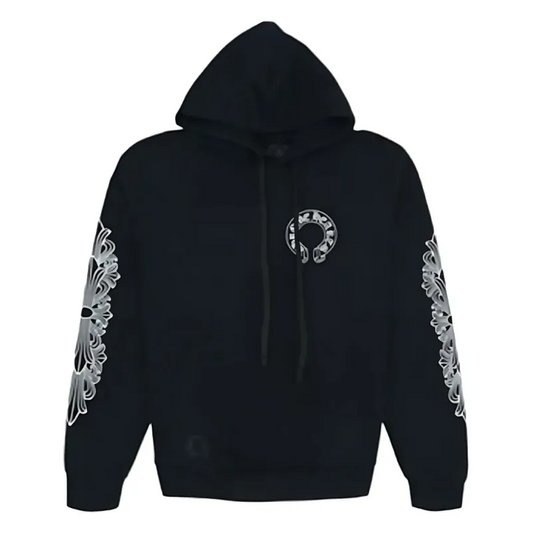 Horseshoe Floral Hoodie Black