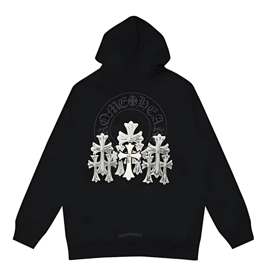 Hearts Black Multiple Cross Hoodie