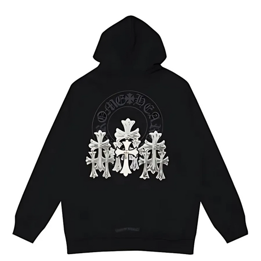 Hearts Black Multiple Cross Hoodie