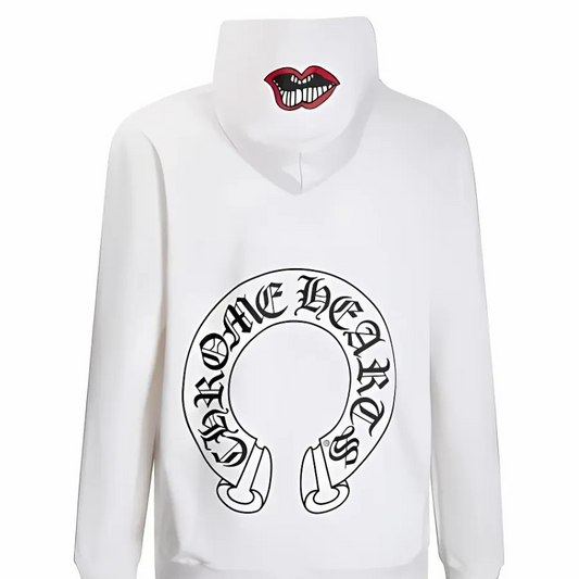 Floral Matty Boy Lips White Hoodie
