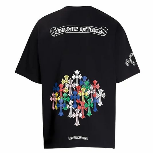 Multi Color Cross Black Shirt