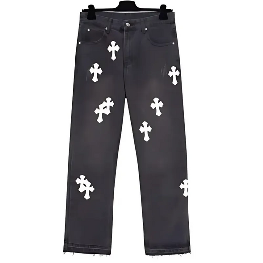 White Cross Jeans Black