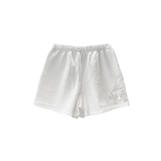 Triple Cross Leather Patch Logo Shorts White